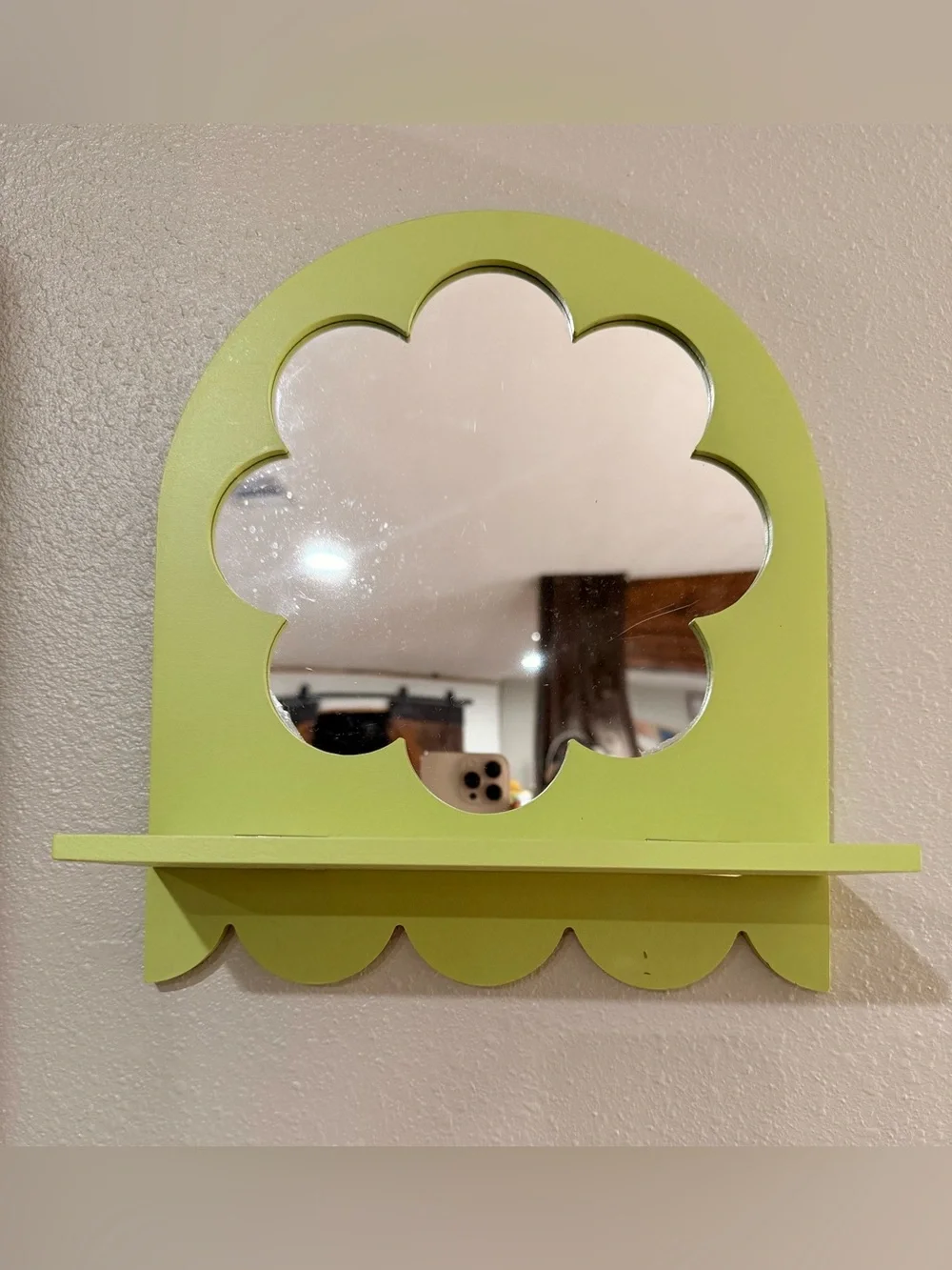 Lime Green Cutout Wall Mirror with Shelf